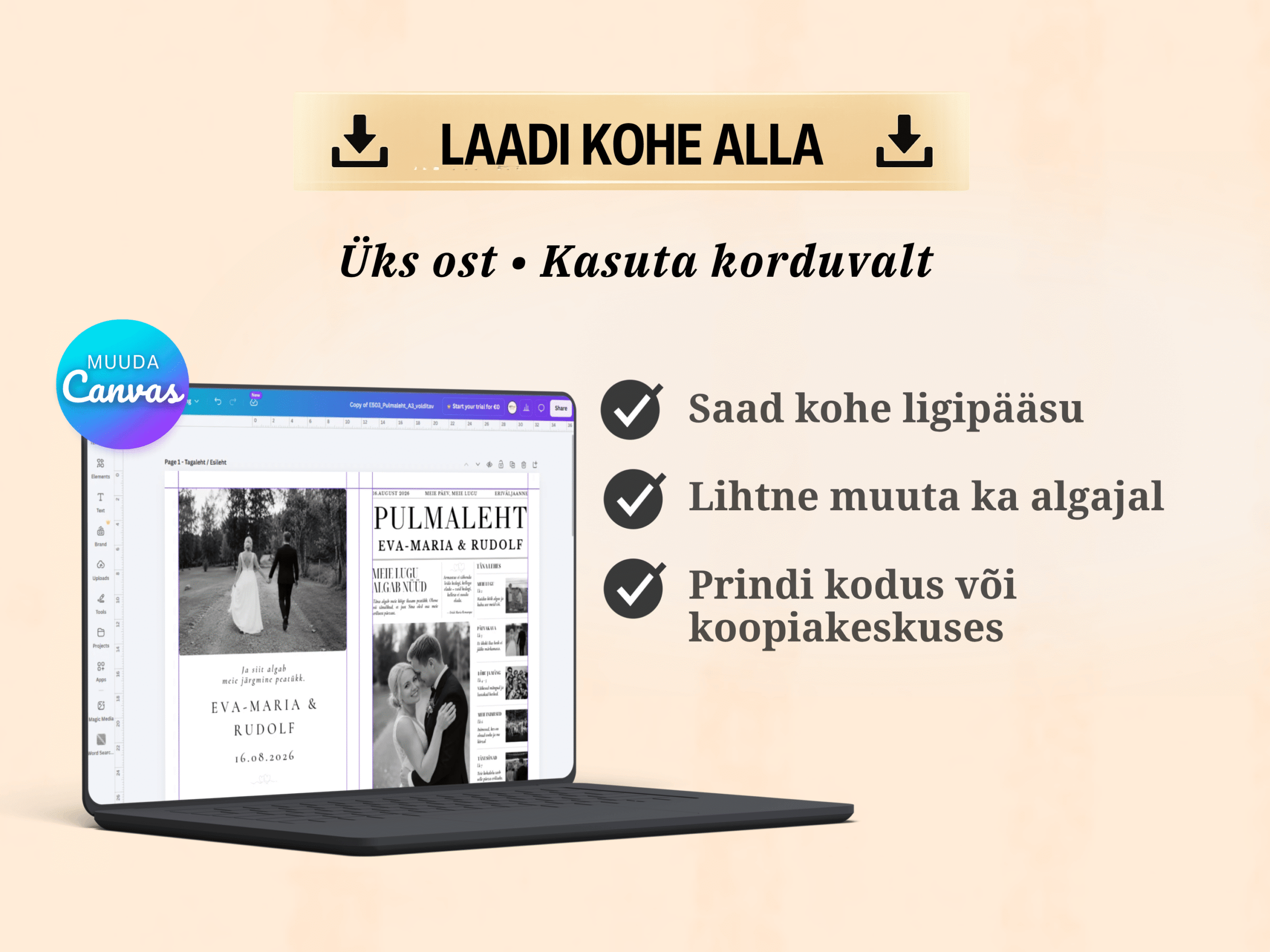 PULMALEHT (8 +1 lehekülge) - kohe allalaetav, muudetav Canva kujunduspõhi + videojuhend - Image 4